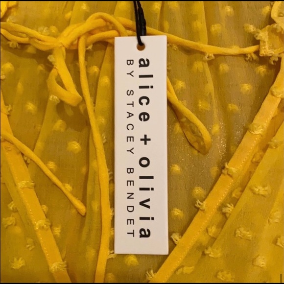 Alice + Olivia Julius oversized ruffle tunic top in yellow size S - Picture 13 of 16